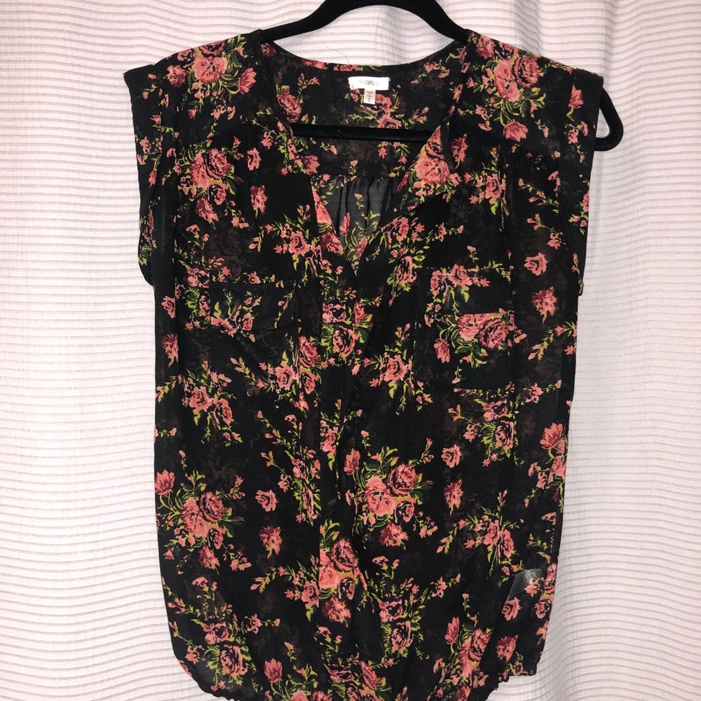 Sheer floral print blouse